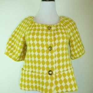 LEIFSDOTTIR ANTHROPOLOGIE GOLD geometric short sleeve cropped top jacket 2